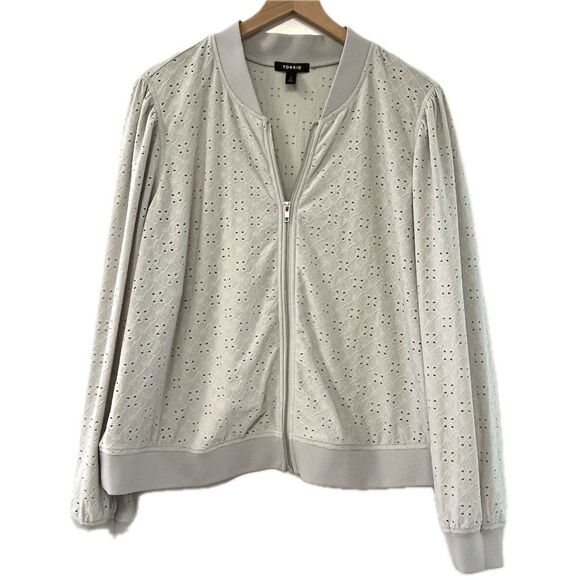 New Torrid Grey Eyelet Zip Up Jacket - Size 2X - Picture 1 of 5